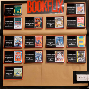Bookflix display in neutral colours